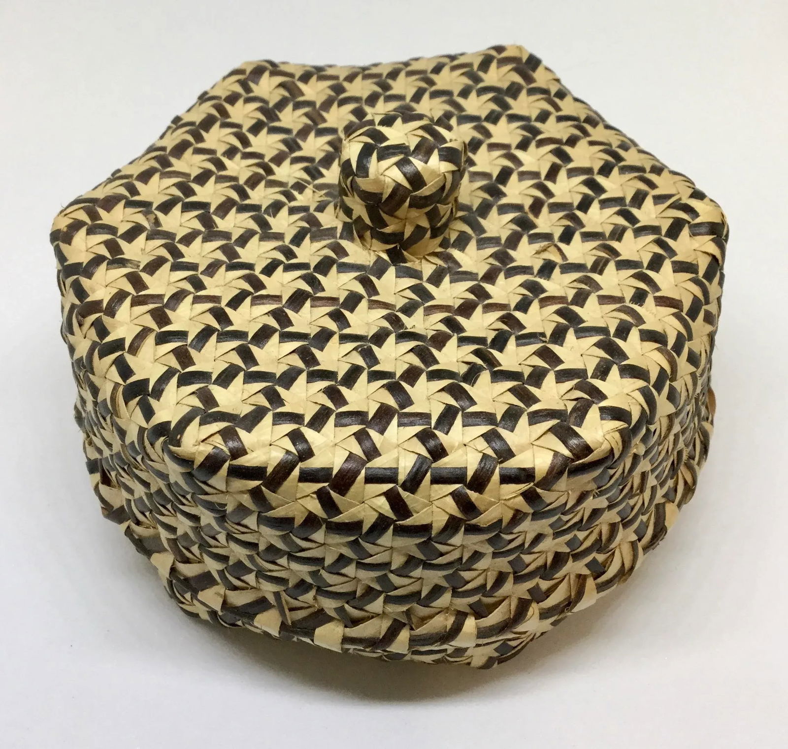 Vintage Covered Lidded Basket Box Circa 1890s - 2