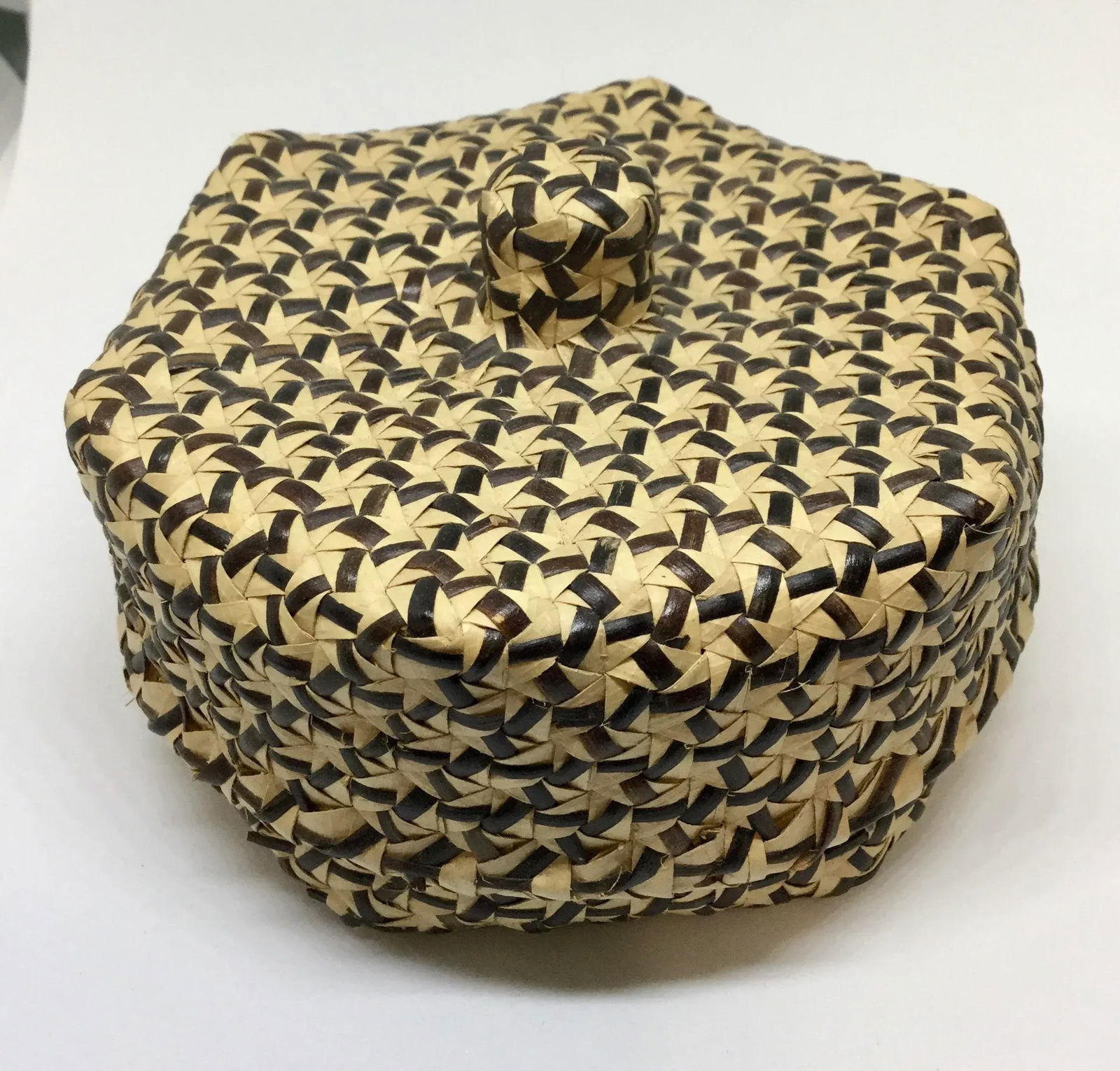 Vintage Covered Lidded Basket Box Circa 1890s - 3