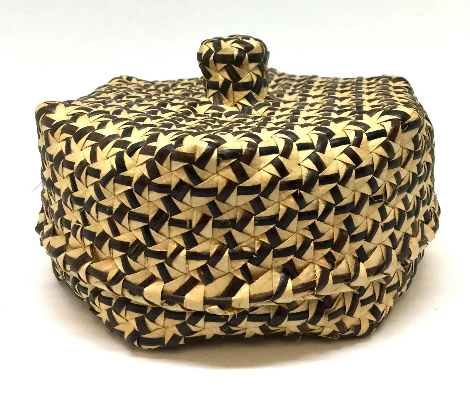 Vintage Covered Lidded Basket Box Circa 1890s - 5