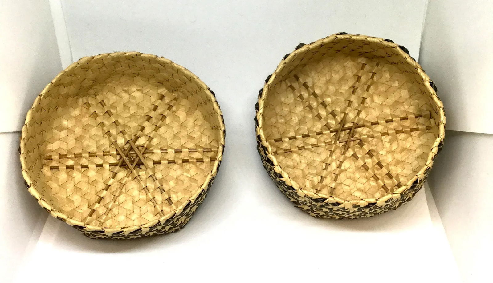 Vintage Covered Lidded Basket Box Circa 1890s - 9