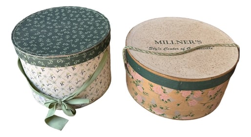 Pair of 1970s Decorative Green and White Boxes