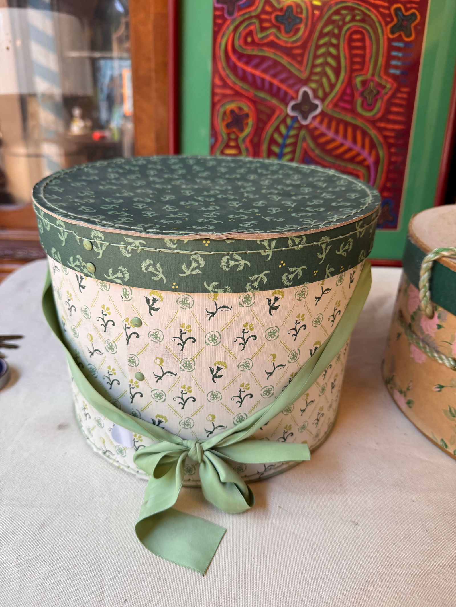 Pair of 1970s Decorative Green and White Boxes - 6