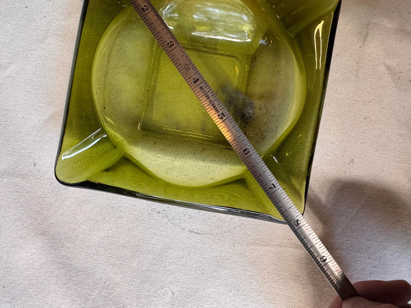 Pair of Vintage Green Glass Ashtrays - 11