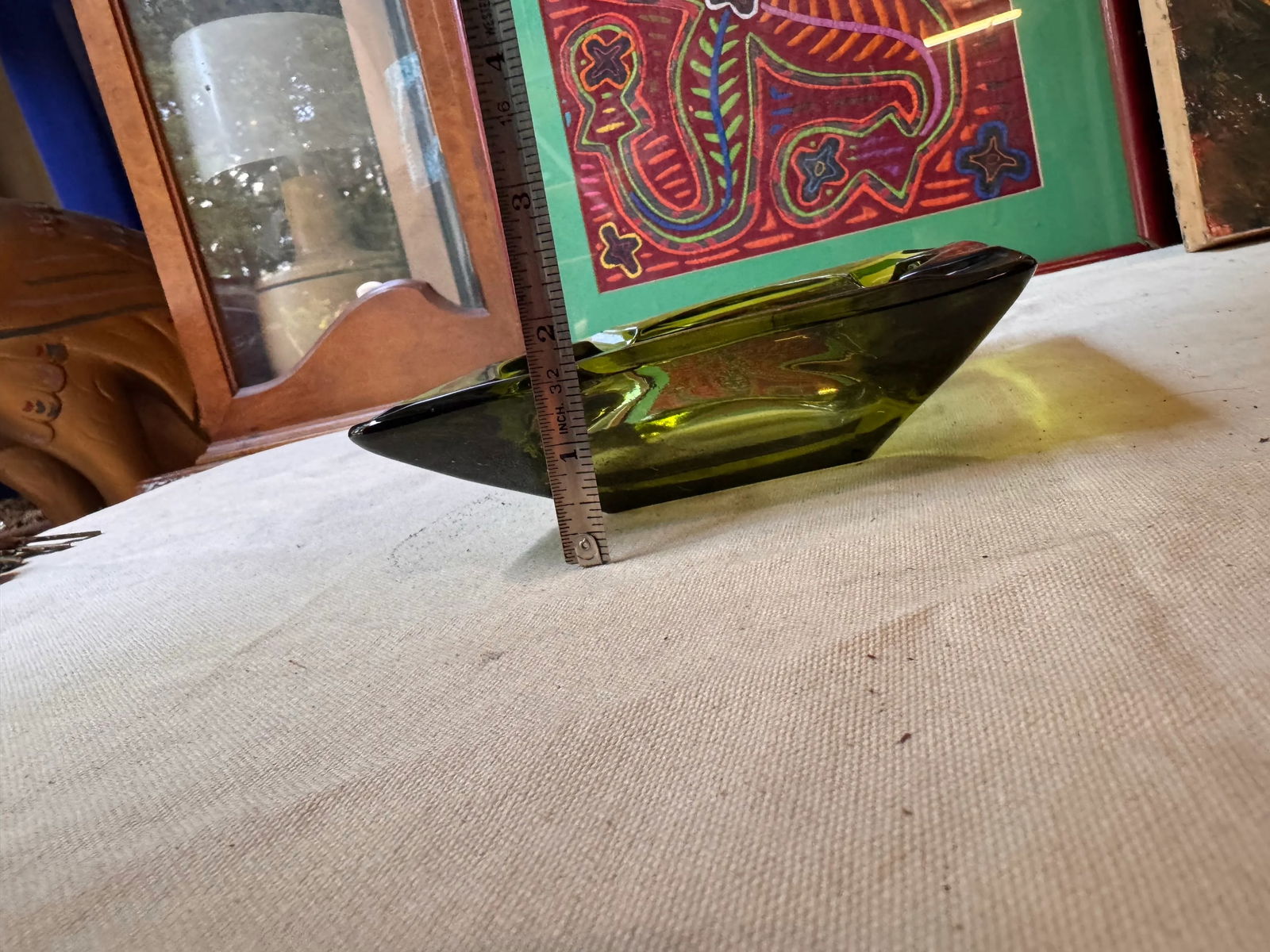 Pair of Vintage Green Glass Ashtrays - 12