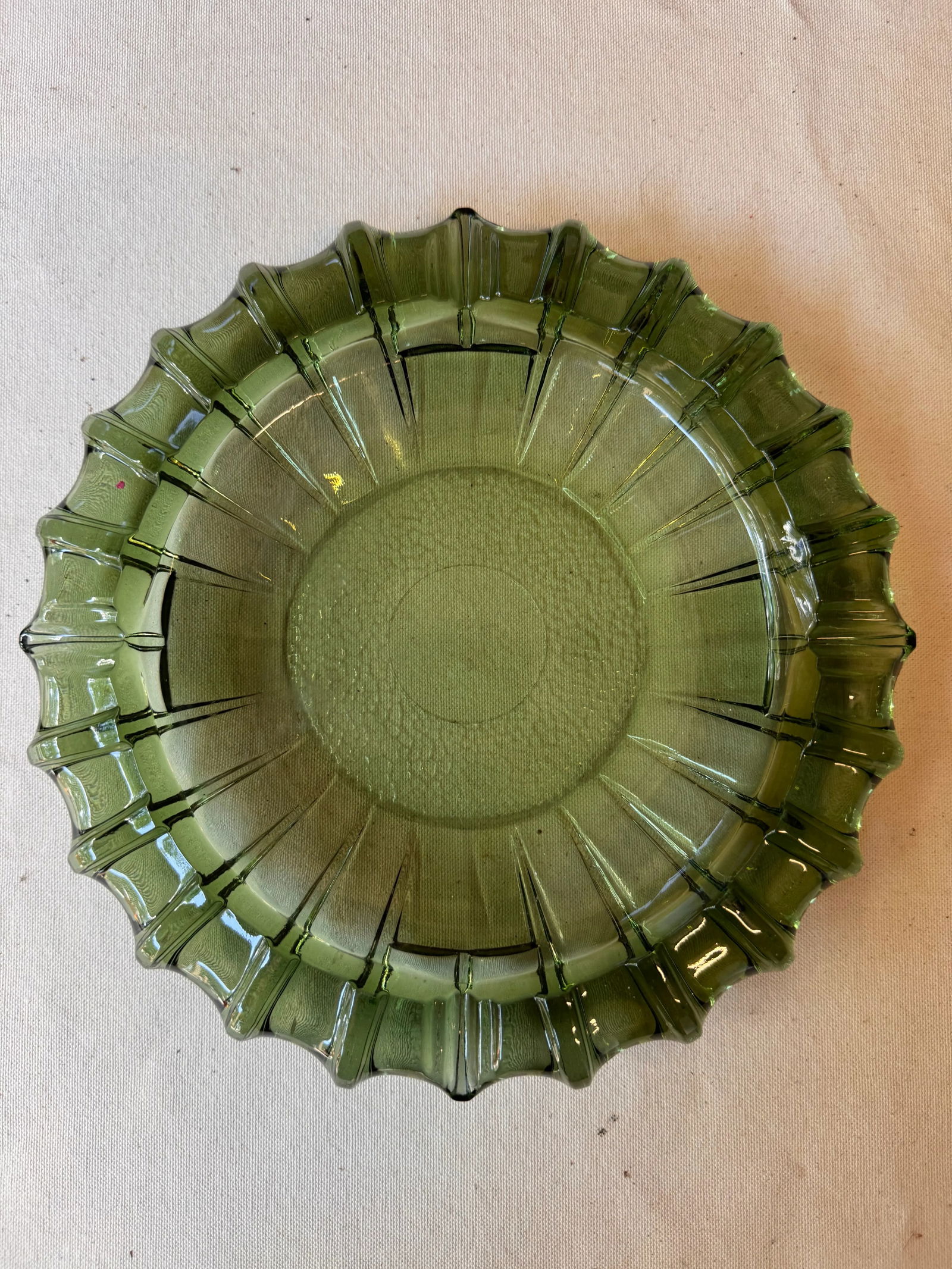 Pair of Vintage Green Glass Ashtrays - 5