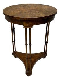 Vintage Baker Furniture Faux Bamboo Burl Walnut Side Drink Table