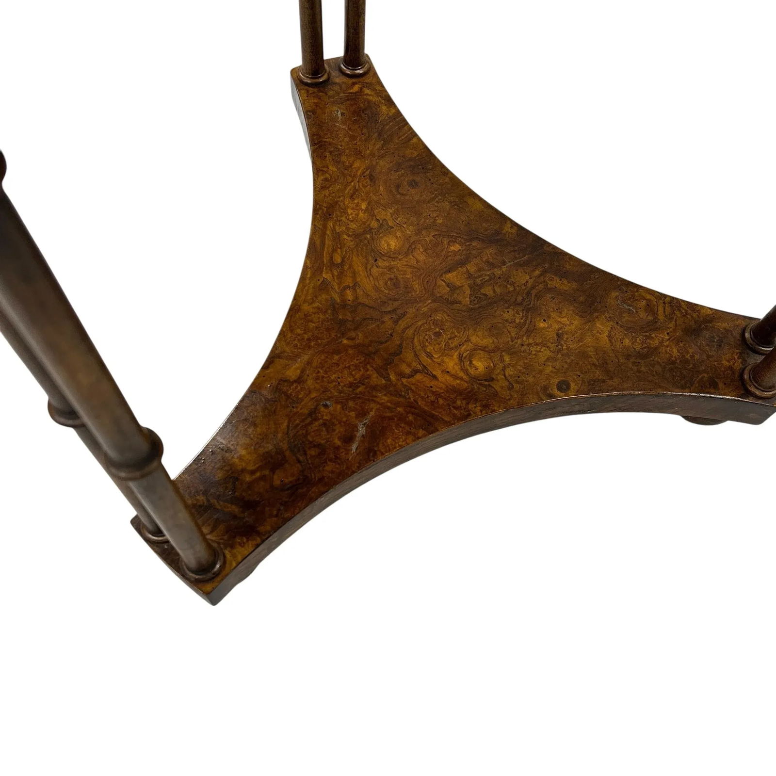 Vintage Baker Furniture Faux Bamboo Burl Walnut Side Drink Table - 2