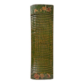 Vintage Restored Distressed Green Flower Graphic Washing Board Wood Panel Art