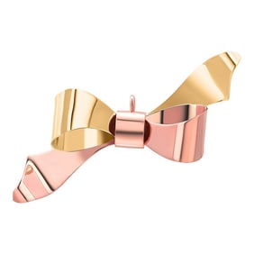 1960s Retro 14k Yellow and Rose Gold Bow Pendant Brooch