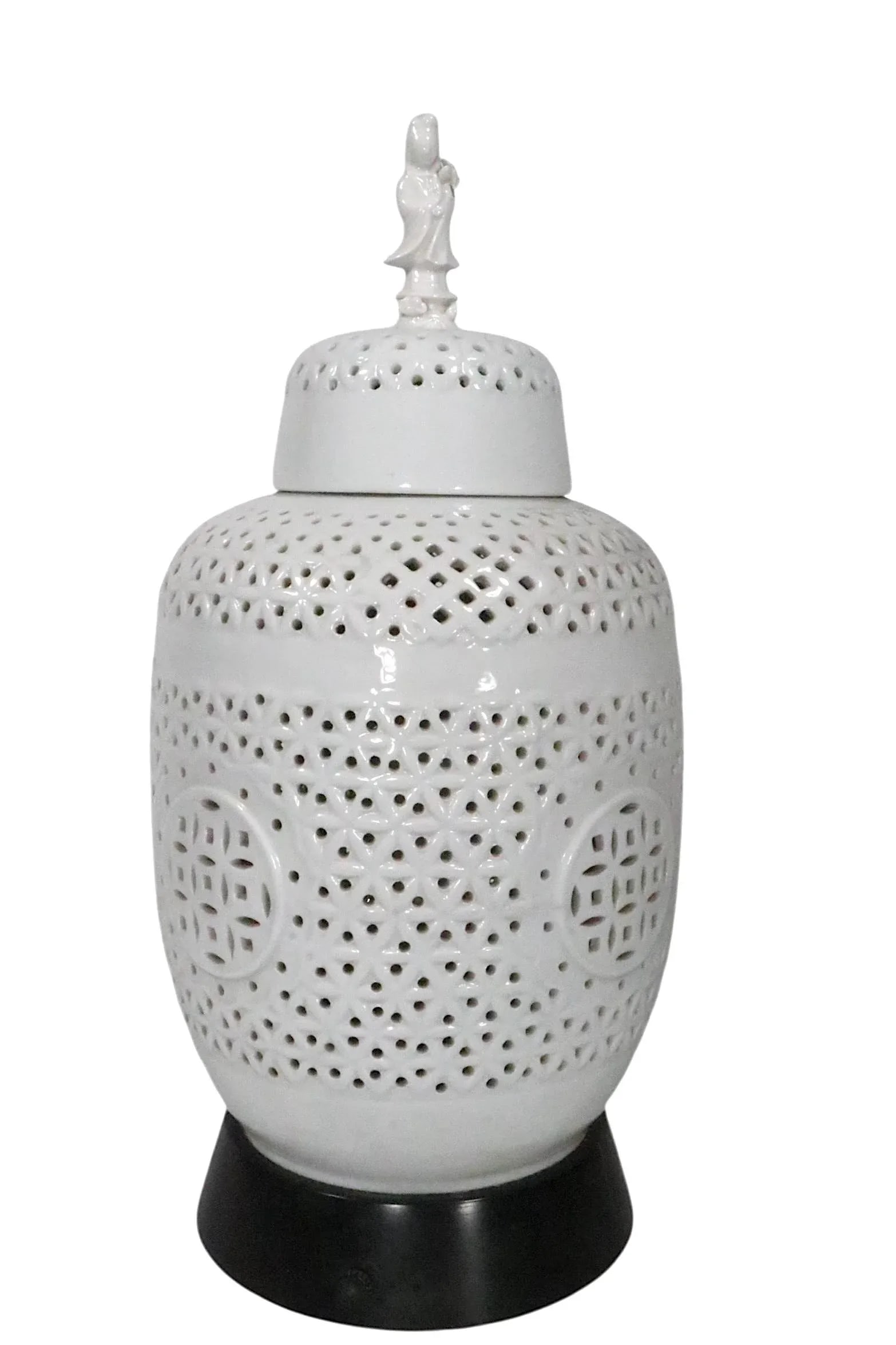 Vintage Chinese Style Blanc De Chine Ginger Jar Form Table Lamp - 11