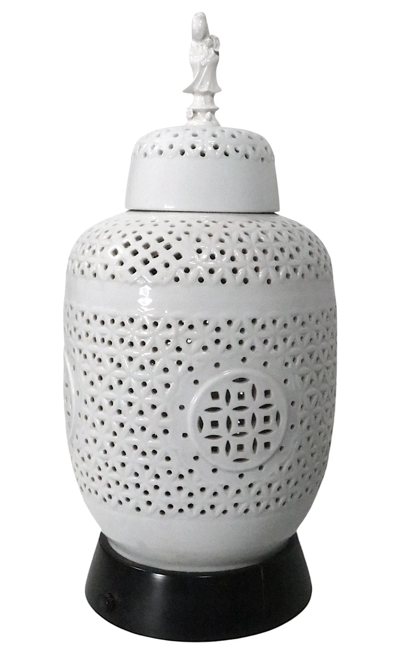 Vintage Chinese Style Blanc De Chine Ginger Jar Form Table Lamp - 3