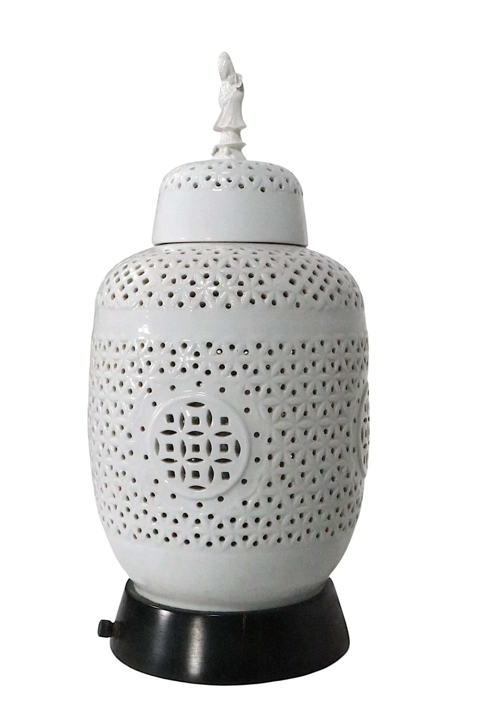 Vintage Chinese Style Blanc De Chine Ginger Jar Form Table Lamp - 5