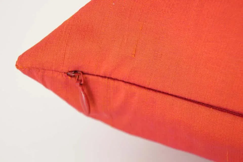 Decorative Burnt Orange Raw Silk Throw Pillow - 10