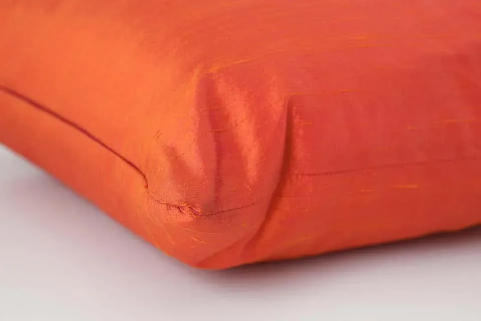 Decorative Burnt Orange Raw Silk Throw Pillow - 2