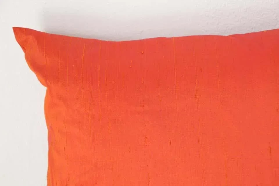 Decorative Burnt Orange Raw Silk Throw Pillow - 6