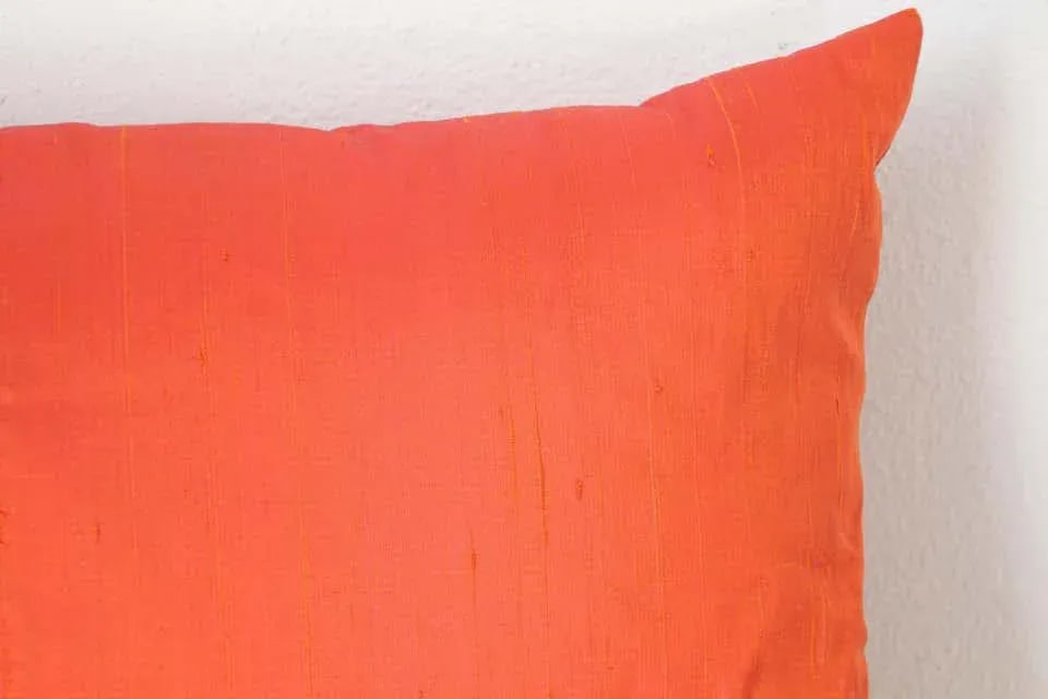 Decorative Burnt Orange Raw Silk Throw Pillow - 7