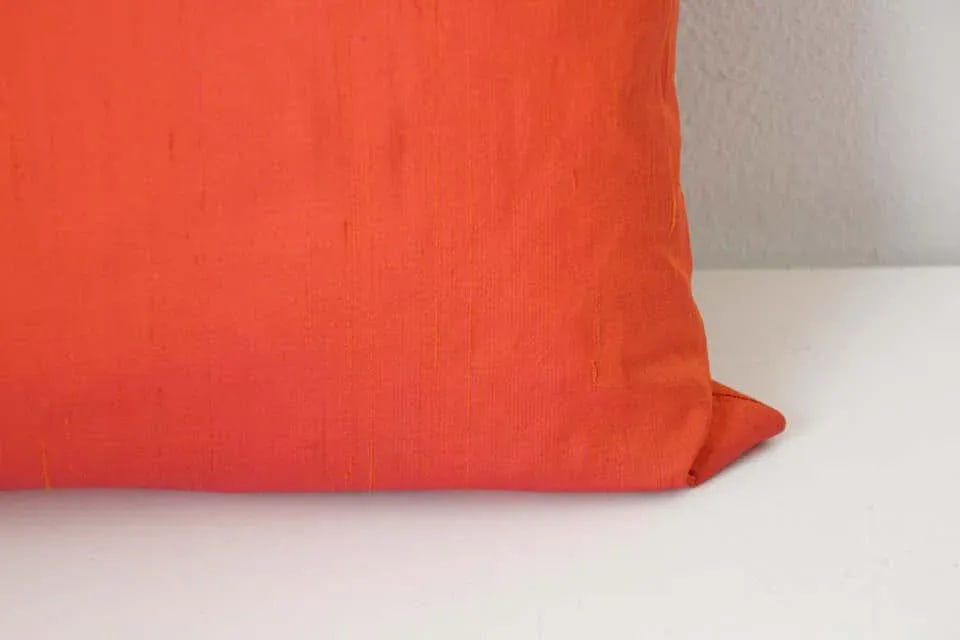 Decorative Burnt Orange Raw Silk Throw Pillow - 8