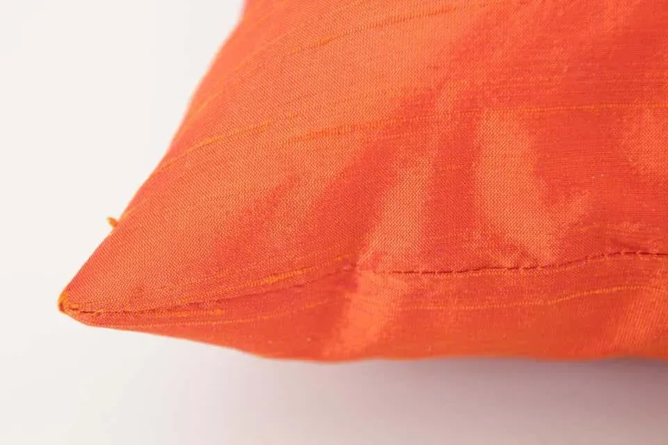 Decorative Burnt Orange Raw Silk Throw Pillow - 9