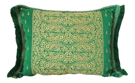 Large Moroccan Damask Green Bolster Lumbar Decorative Pillow