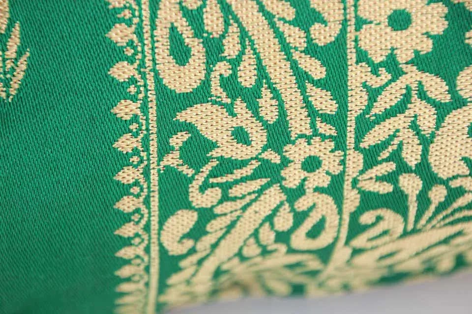 Large Moroccan Damask Green Bolster Lumbar Decorative Pillow - 7