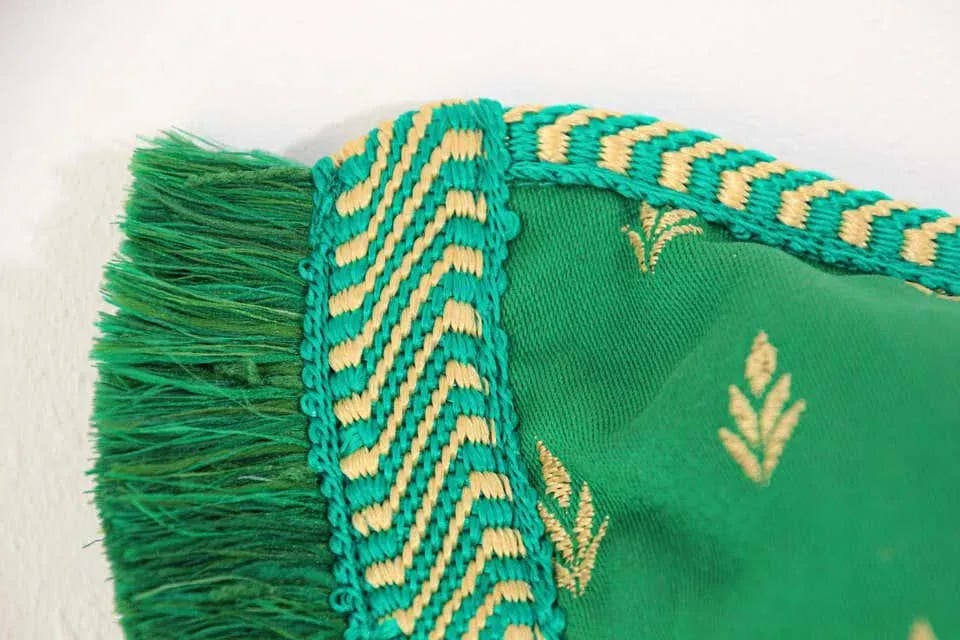 Large Moroccan Damask Green Bolster Lumbar Decorative Pillow - 8