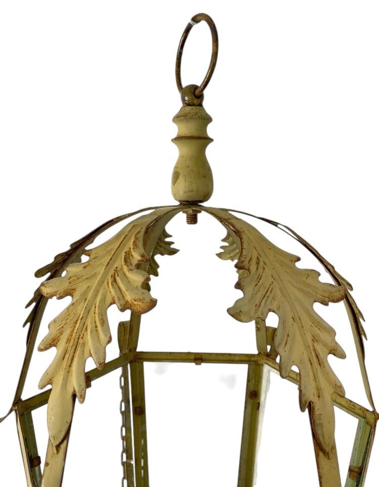 Vintage Large Metal & Glass Hanging Candle Lantern - 5