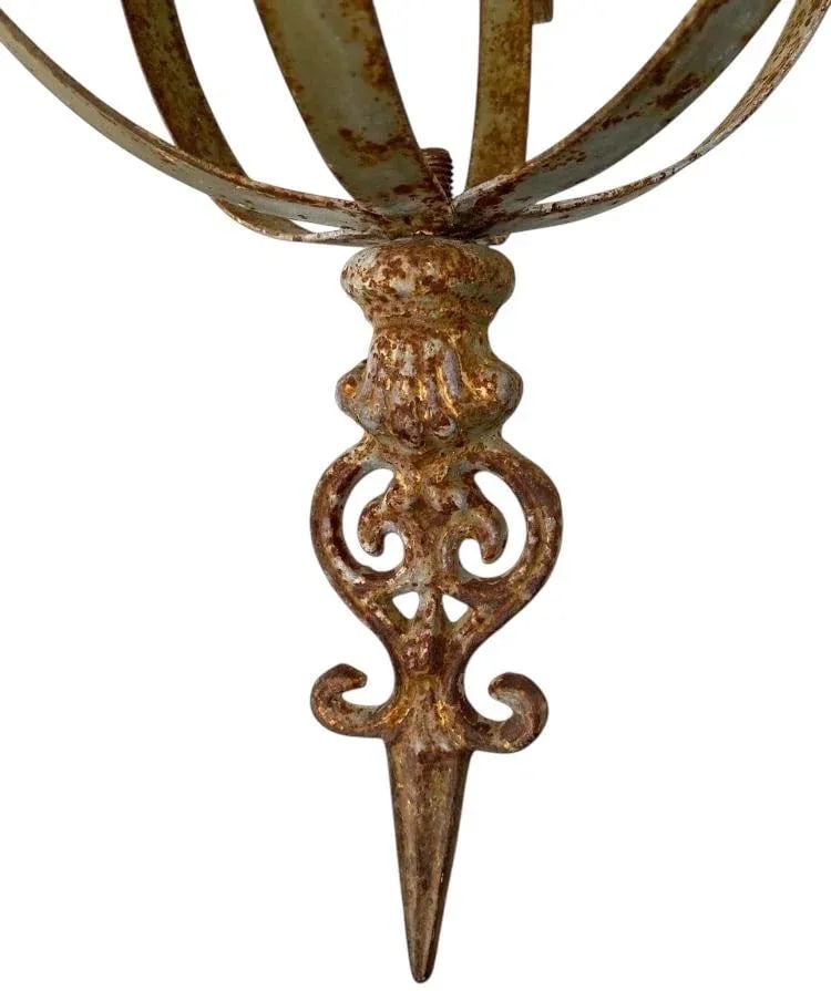 Vintage Large Metal & Glass Hanging Candle Lantern - 6