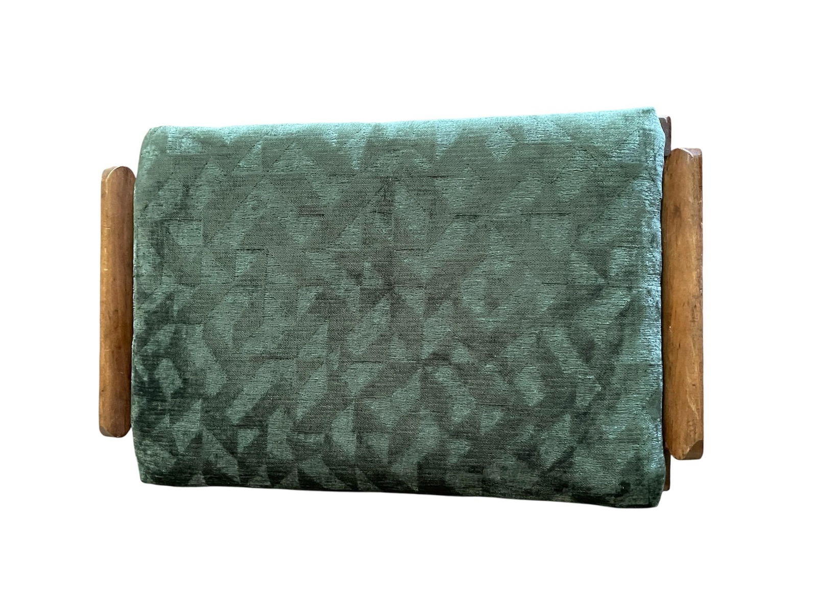 Vintage Wood Stool With New Upholstery - 4