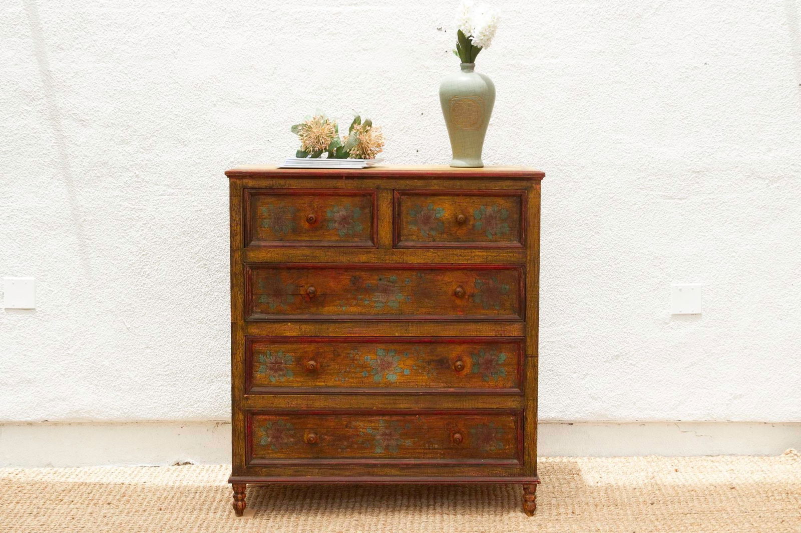 Marigold Bloom, Vintage Indian Chest of Drawers - 11