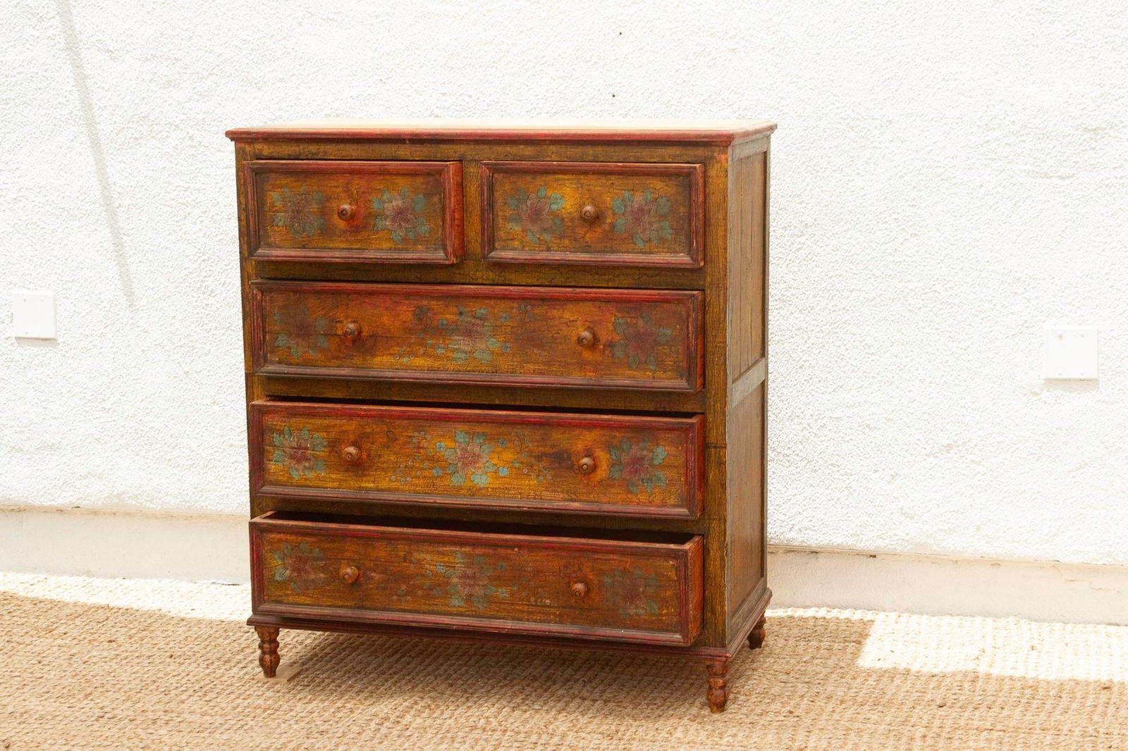 Marigold Bloom, Vintage Indian Chest of Drawers - 6