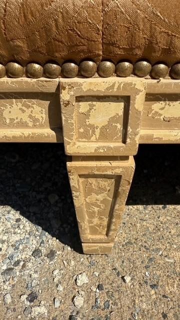 Vintage Painted Sofa With Brass Nail Heads and Cross-Back Detail - 10