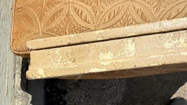 Vintage Painted Sofa With Brass Nail Heads and Cross-Back Detail - 11