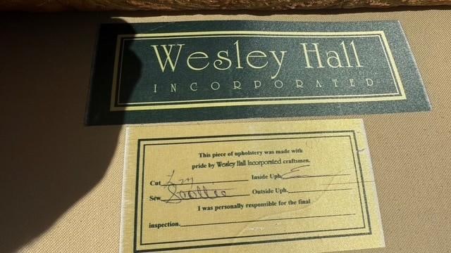 Vintage Painted Sofa With Brass Nail Heads and Cross-Back Detail - 12