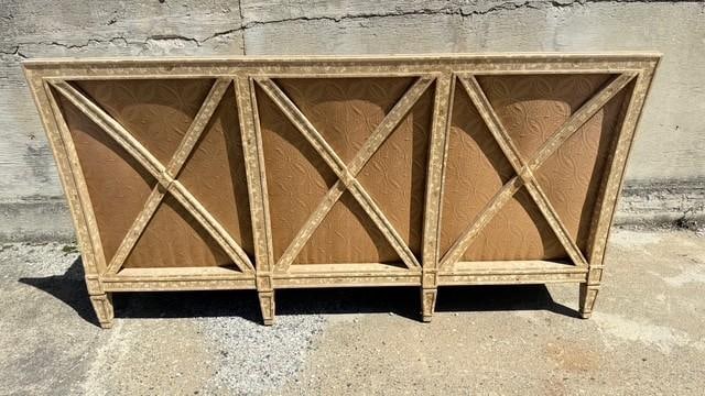 Vintage Painted Sofa With Brass Nail Heads and Cross-Back Detail - 3