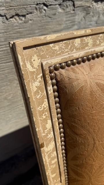 Vintage Painted Sofa With Brass Nail Heads and Cross-Back Detail - 6