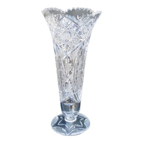 American Brillant Cut Trumpet Vase Circa 1930s