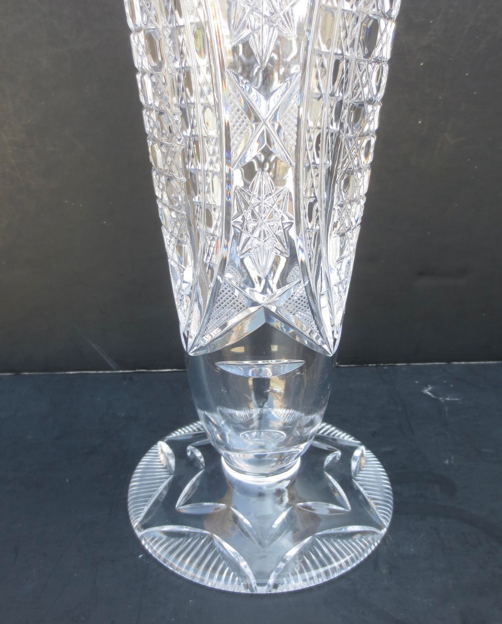 American Brillant Cut Trumpet Vase Circa 1930s - 2