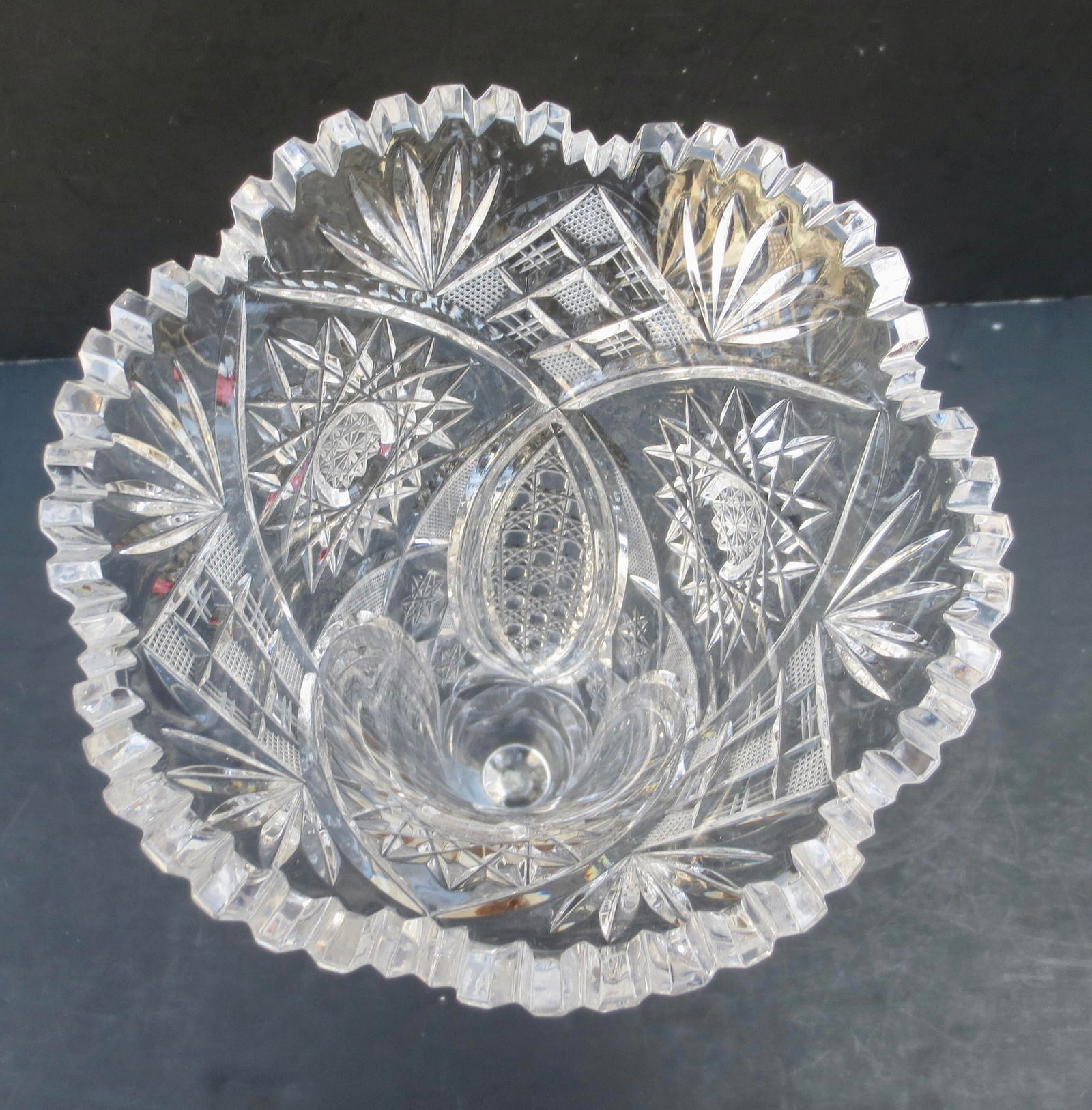 American Brillant Cut Trumpet Vase Circa 1930s - 3