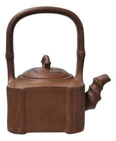Vintage Chinese Brown Square Shape Zisha Clay Teapot Art Display
