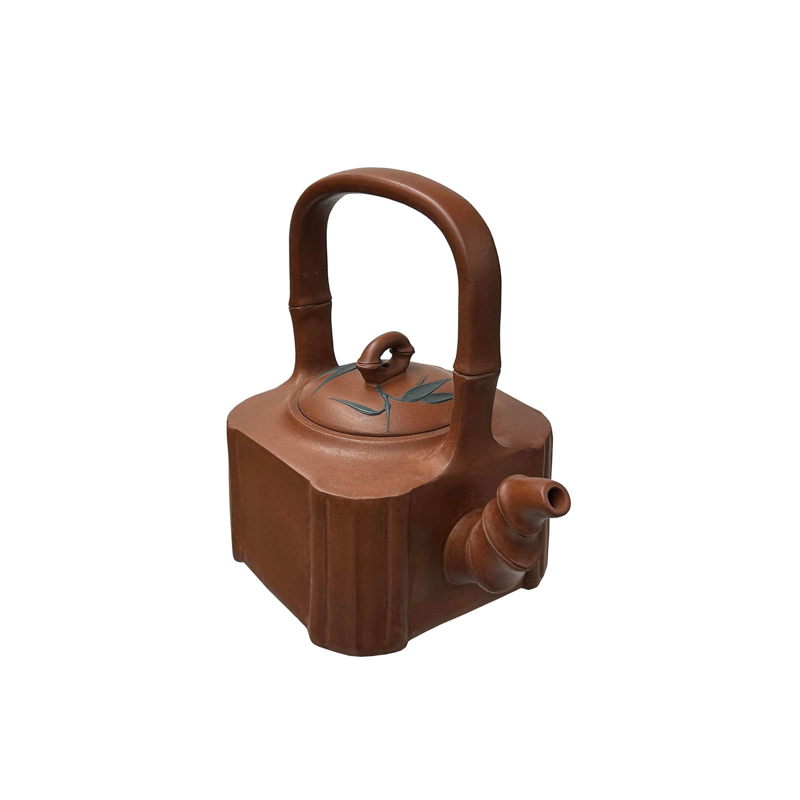 Vintage Chinese Brown Square Shape Zisha Clay Teapot Art Display - 4