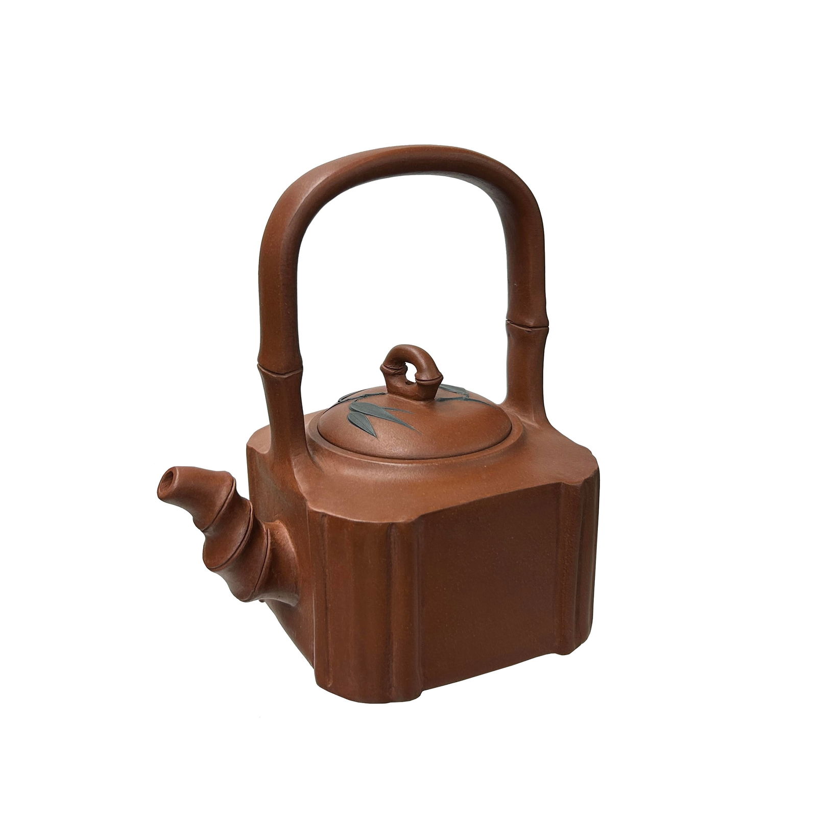 Vintage Chinese Brown Square Shape Zisha Clay Teapot Art Display - 5