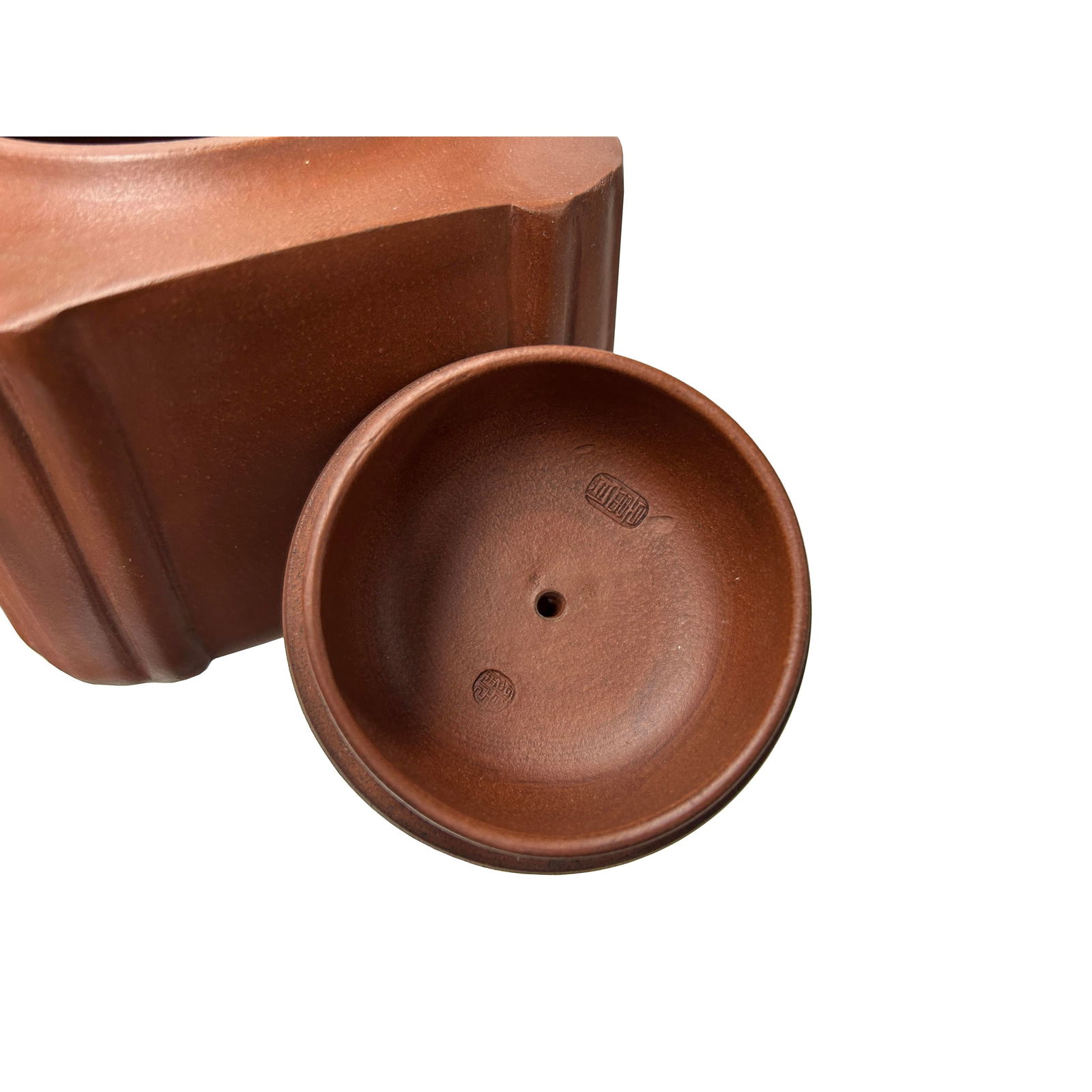 Vintage Chinese Brown Square Shape Zisha Clay Teapot Art Display - 7