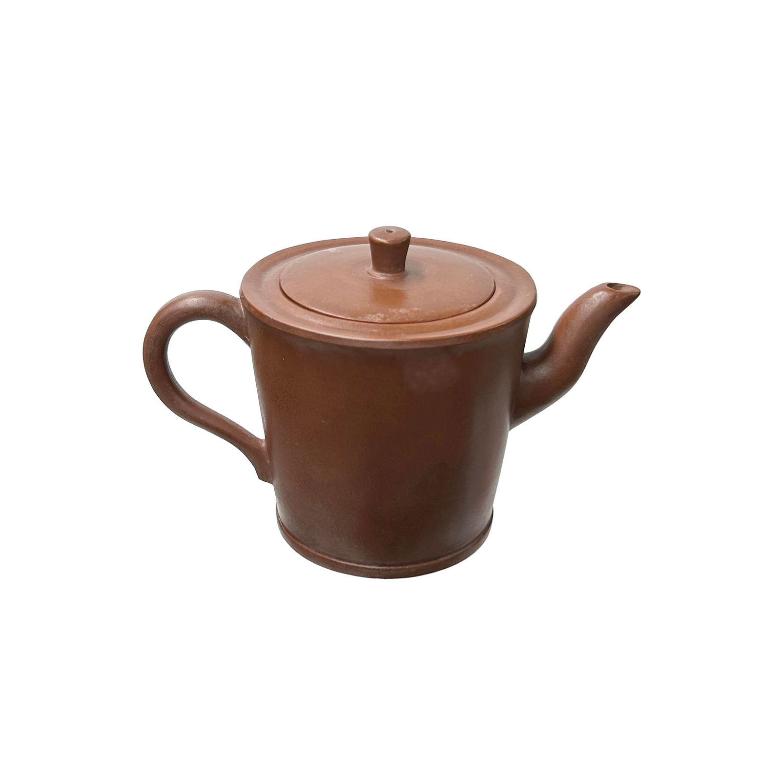 Vintage Brown Simple Cylindrical Plain Zisha Clay Teapot Art Display - 2