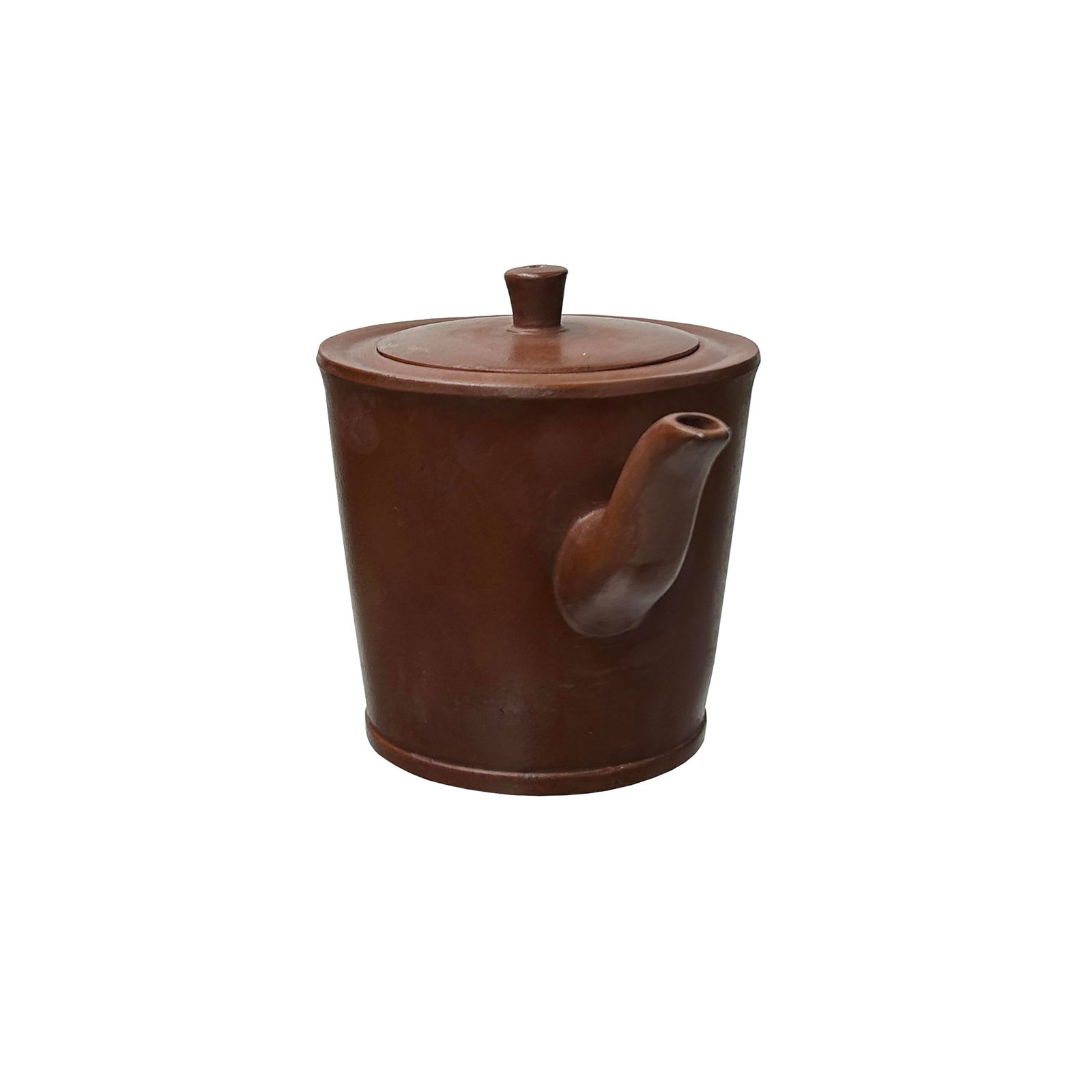 Vintage Brown Simple Cylindrical Plain Zisha Clay Teapot Art Display - 3
