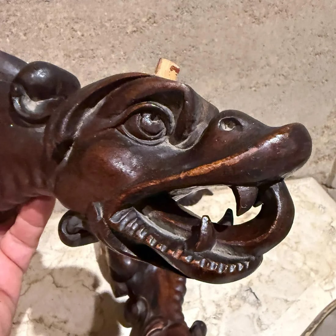 French Wood Corbels Carved Griffin Dragon Gargoyles Figures Architectural Salvage - 2