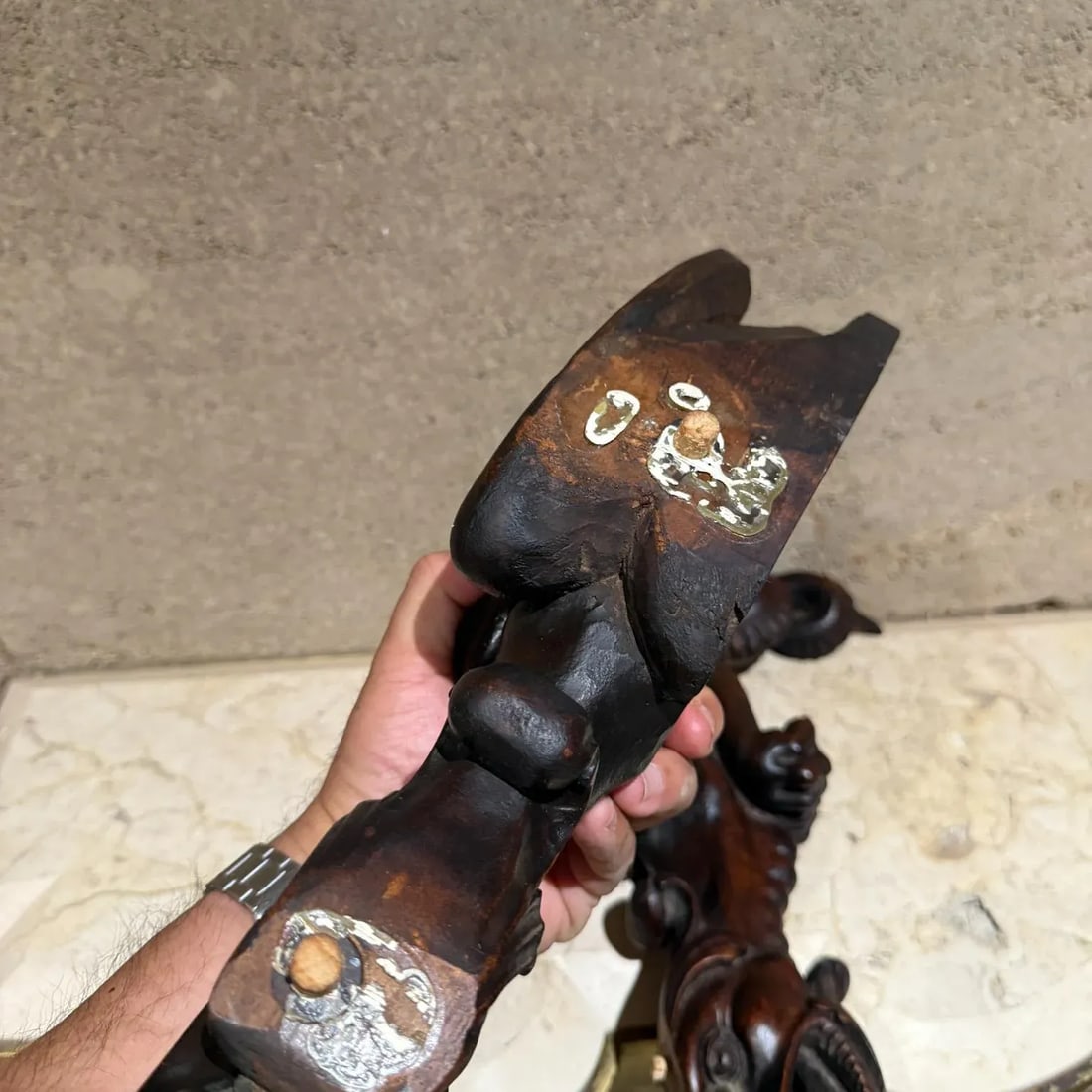 French Wood Corbels Carved Griffin Dragon Gargoyles Figures Architectural Salvage - 3