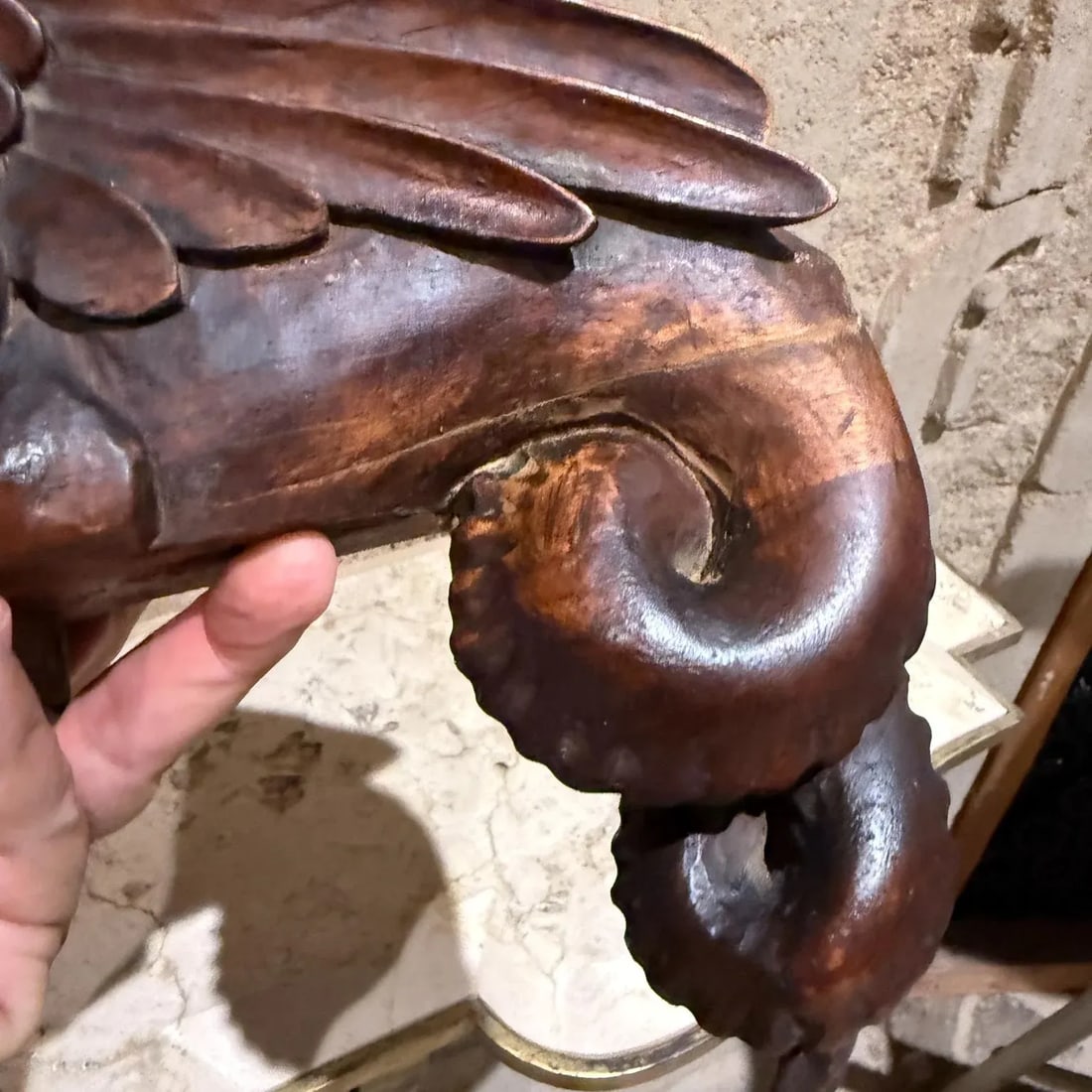 French Wood Corbels Carved Griffin Dragon Gargoyles Figures Architectural Salvage - 9