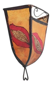 Parchment Moroccan African Art Wall Curved Sconce - 1