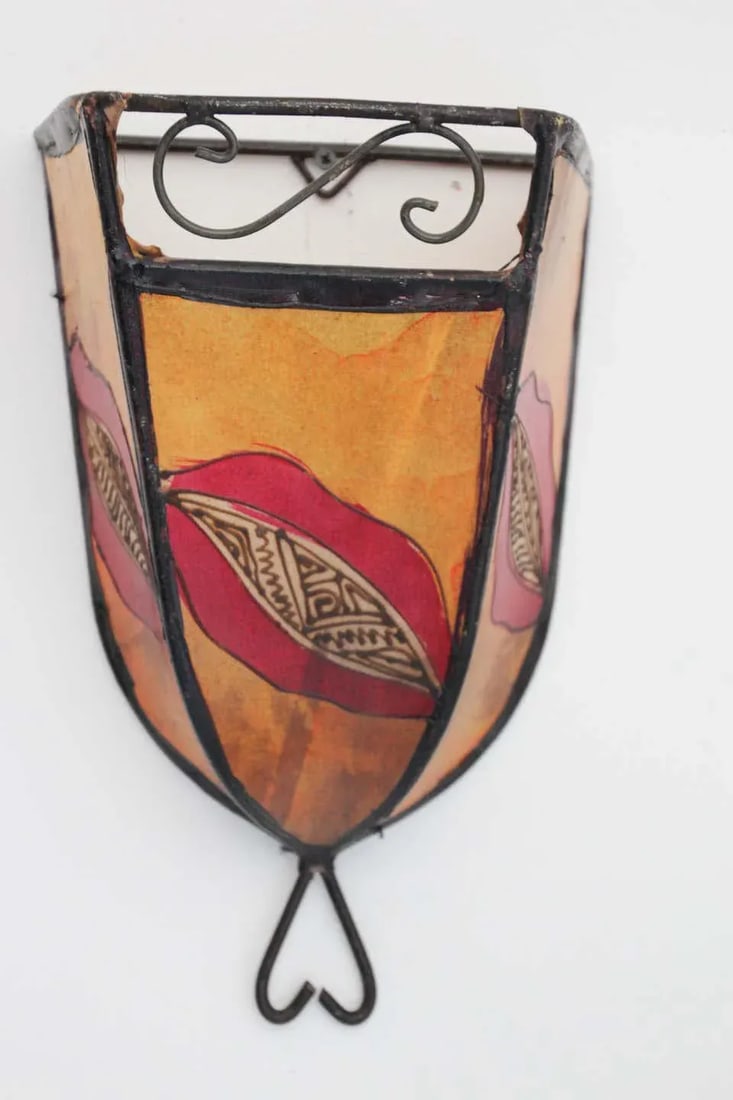 Parchment Moroccan African Art Wall Curved Sconce - 1 - 2