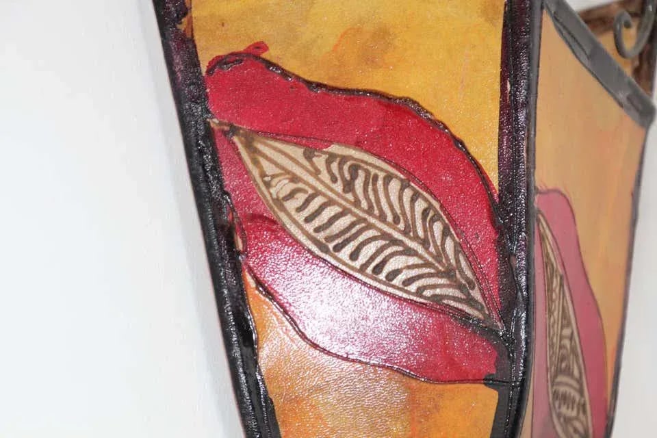 Parchment Moroccan African Art Wall Curved Sconce - 1 - 8